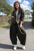 Cabbage Rose Cotton Quilted Jacket Deep Moss